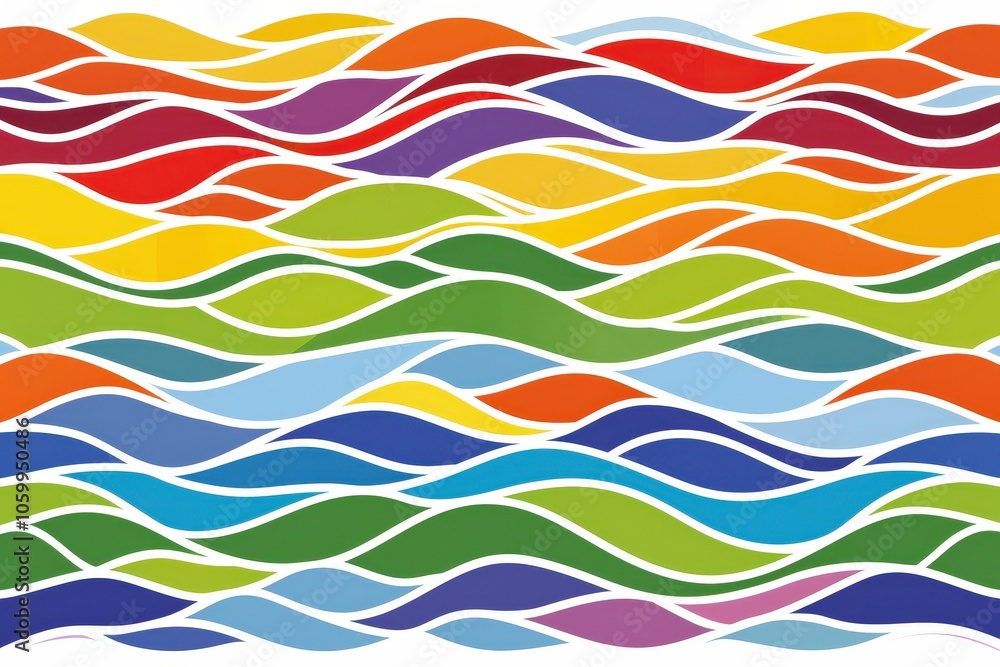 Poster a colorful wave pattern with a white background
