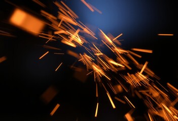 Flying Sparks Close up of sparks in flight blurred and out of fo