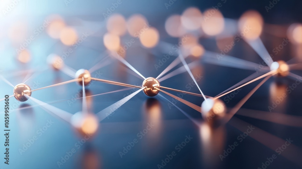 Poster a close-up image of interconnected spheres and lines, symbolizing networking and digital connections