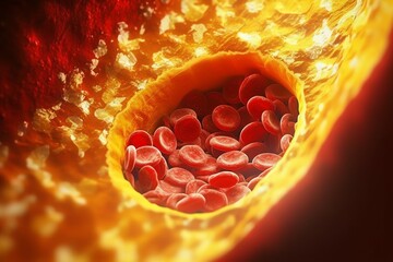 Cholesterol plaque inside an artery