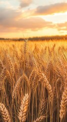 Naklejka premium Wheat Field Sunset.