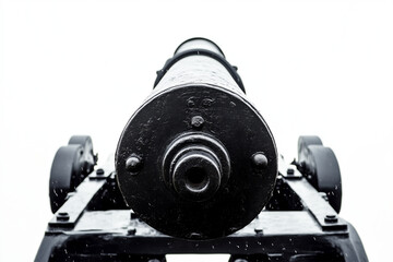 An AI generative image of old cannon on white background.