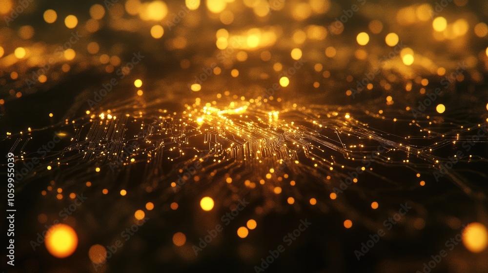 Poster intricate network of glowing circuits and nodes, symbolizing the connectivity and sophistication of 