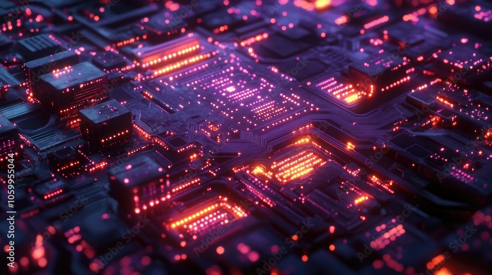 Poster intricate network of glowing circuits and nodes, symbolizing the connectivity and sophistication of 
