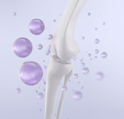 healthy bone human with vitamin or Calcium, and Collagen, Medical food concept background 3d...