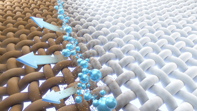 Water deep cleaning cloth Removes stubborn stains on fabric fibers.cloth washing and cleaning 3d illustration.