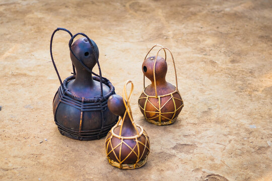 Tribal water pot made from gourd. This traditional pot is made by garo tribe of meghalaya. 