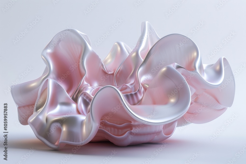 Poster a pink and silver object with a lot of curves and a shiny surface