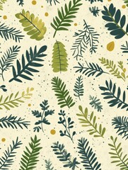 Fototapeta premium Green Leaves Seamless Pattern.