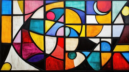 Fototapeta premium Abstract stained glass with colorful geometric patterns, perfect for a vibrant look