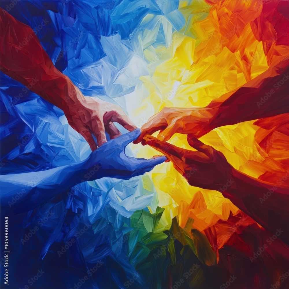 Poster unity through diversity a colorful embrace of hands in harmony