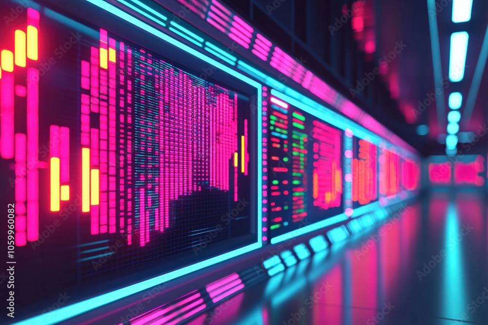 Poster vibrant data center visuals the intersection of technology and innovation in digital environments