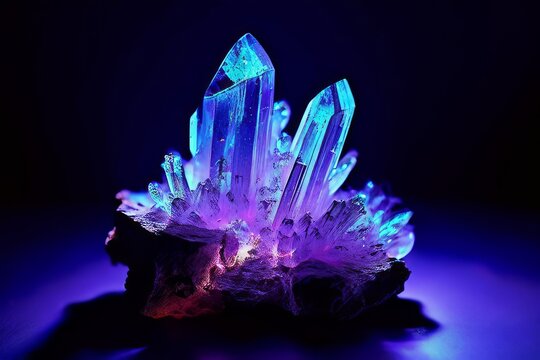 zinc sulfide zns crystal under uv light a zns crystal glowing un