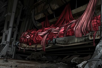 Obraz premium A pile of red cloths and a pile of red cloths