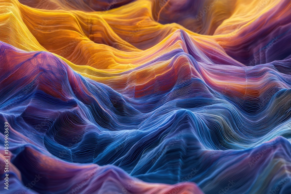 Poster vibrant colorful waves a stunning abstract representation of fluid dynamics and motion
