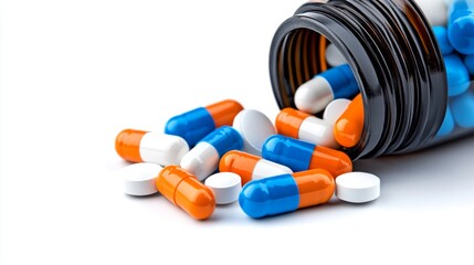 Pills Spilled From Bottle   Medicine  Healthcare  Pharmacy  Medication  Health  Capsule  T