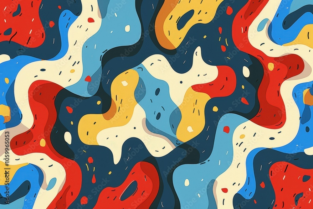 Poster a colorful abstract painting with a wave-like pattern