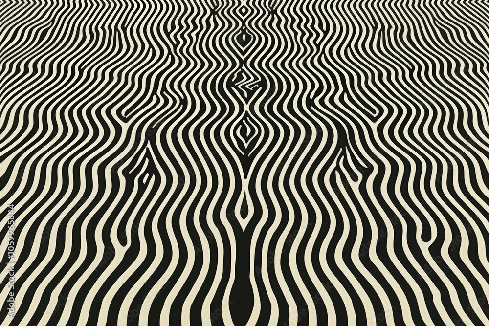 Poster a black and white image of a wave with a tree in the middle