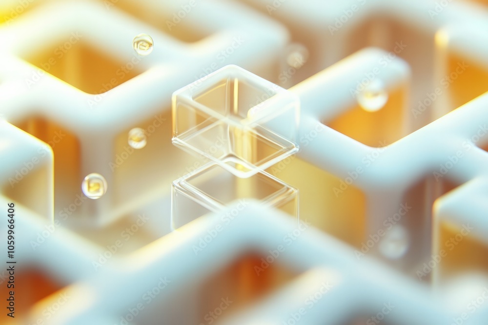 Poster intricate glass structures illuminate a unique abstract formation in modern design