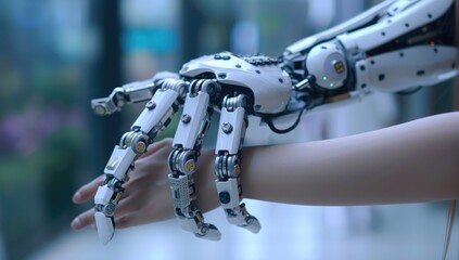 Robotic hand interacting with human arm