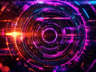 Fototapeta premium Dynamic Digital Abstract Illustration with Vivid Colors and Circular Patterns in Motion