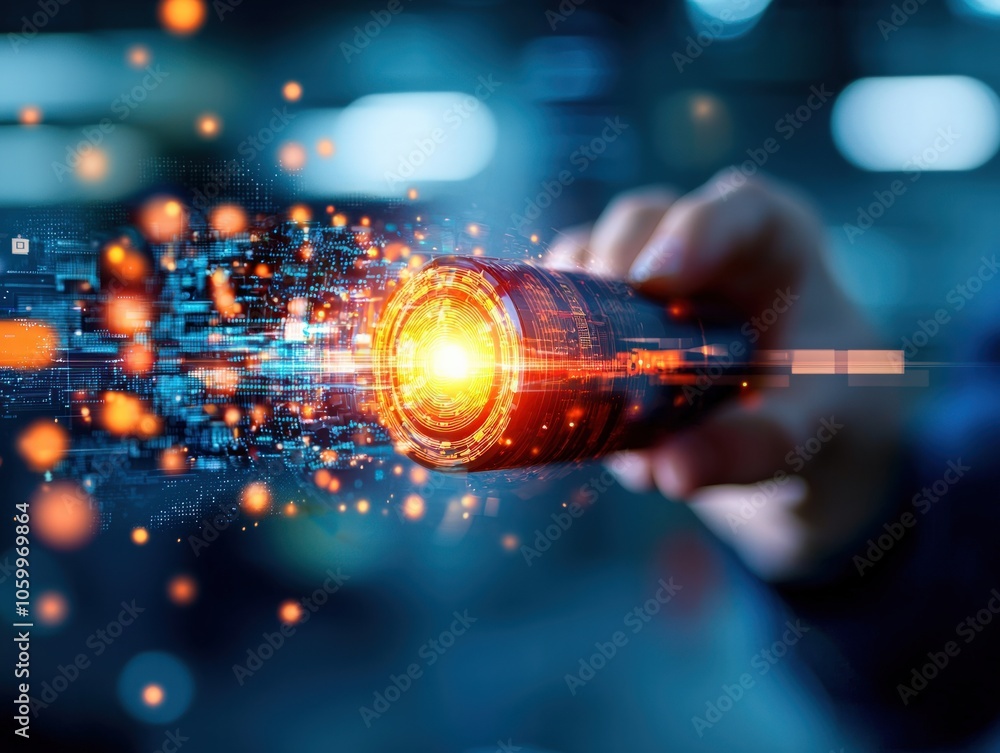 Poster exploring the future of technology a glimpse into innovative light sources and digital effects