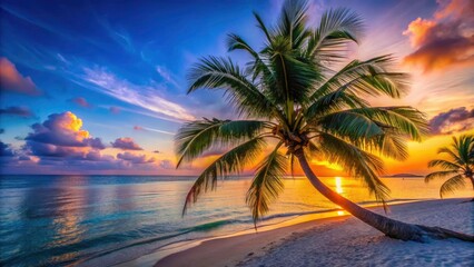 Stunning Silhouette Photography of Maldives Paradise with White Sandy Beach and Clear Blue Sky for Serene Travel and Vacation Imagery
