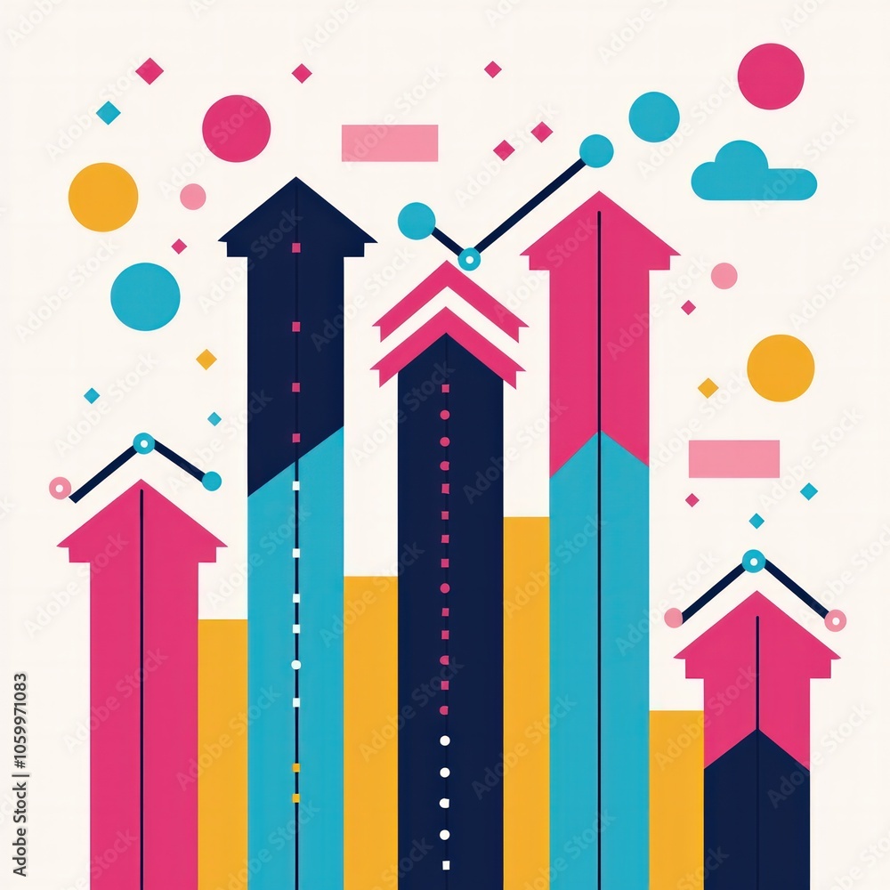 Poster innovative growth trends analyzing upward movement in business metrics and performance indicators