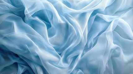 Fototapeta premium Delicate chiffon layers in light blue, creating a soft, airy aesthetic, on transparent background