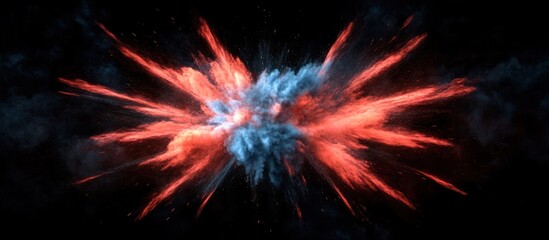 Abstract red and blue explosion effect on a black background.