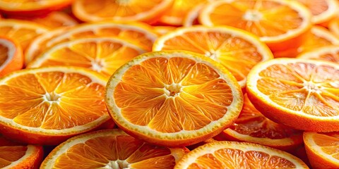 Vibrant Orange Slices Background - Fresh and Tasty Citrus Fruit Closeup for Food Photography