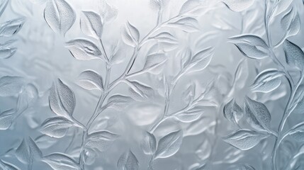 Fototapeta premium Frosted glass with gentle floral imprints, perfect for a soft, artistic background