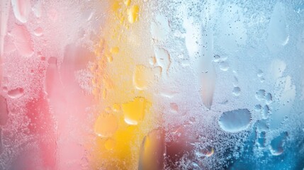 Fototapeta premium Frosted glass with soft pastel hues, creating a colorful, diffused light effect