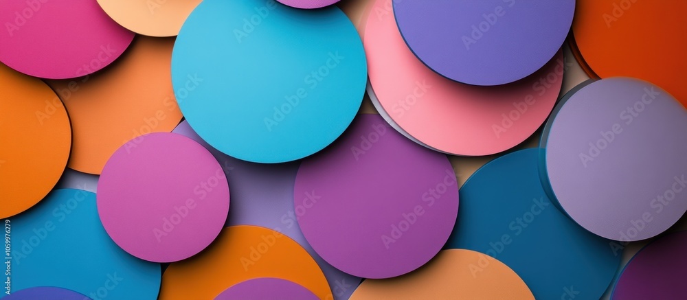 Poster abstract background of colorful circles overlapping each other.