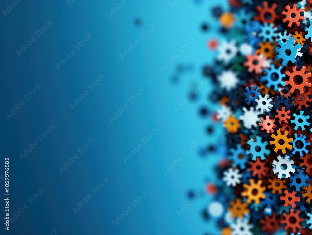 Poster vibrant abstract background of colorful gears in motion representing innovation and technology
