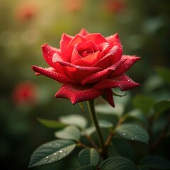red rose with dew drops