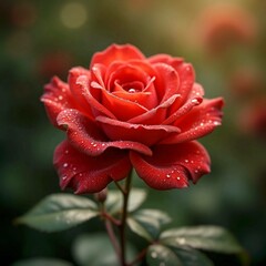 red rose with dew drops