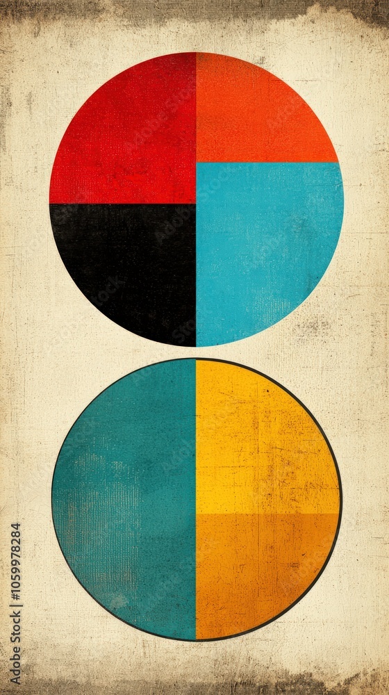 Poster abstract colorful circles a study in geometric design and composition techniques
