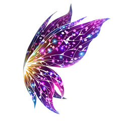 Fototapeta premium Side view colorful glitter butterfly wings icon clipart cartoon, fantasy and dreamlike