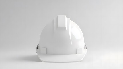 Fototapeta premium Isolated white construction helmet in a mockup style, front-facing and centered against a clean white background. Ideal for projects focused on safety, construction, and industrial design