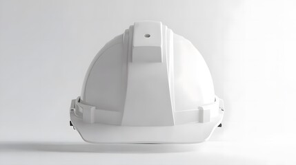 Fototapeta premium Isolated white construction helmet in a mockup style, front-facing and centered against a clean white background. Ideal for projects focused on safety, construction, and industrial design
