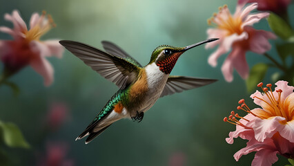 Fototapeta premium hummingbird feeding on flower