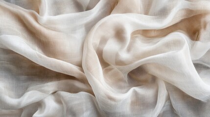 Obraz premium Multilayered gauze in beige and white, softly overlapping to create texture, on transparent background