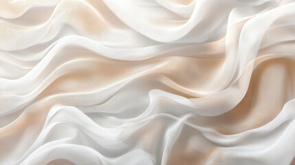 Obraz premium Multilayered gauze in beige and white, softly overlapping to create texture, on transparent background