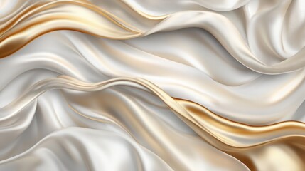 Obraz premium Multilayered satin fabric in shades of cream and gold, creating a luxurious, opulent look, on transparent background
