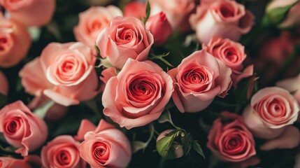 Fototapeta premium Bouquet of roses for special occasions, beautiful floral background. Romantic bouquet.