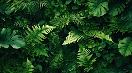 Leafy green fern background, lush nature theme perfect for environmental and botanical designs.