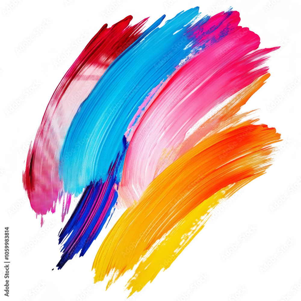 Poster abstract colorful brush strokes on transparent background