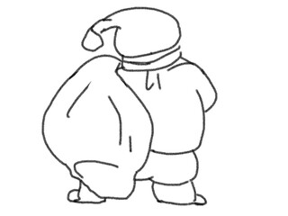 Santa Claus with a gift back side