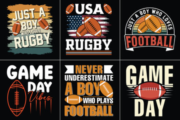 Rugby Typography Design Bundle, American Football Typography Bundle Design, Sports Typography For Rugby Lover © Design Everytime